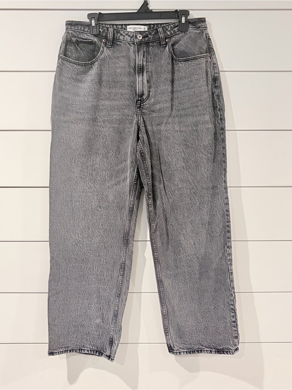 Abercrombie Curve Love High Rise Gray Acid Wash Jeans 12 31 Y2K Baggy Denim
